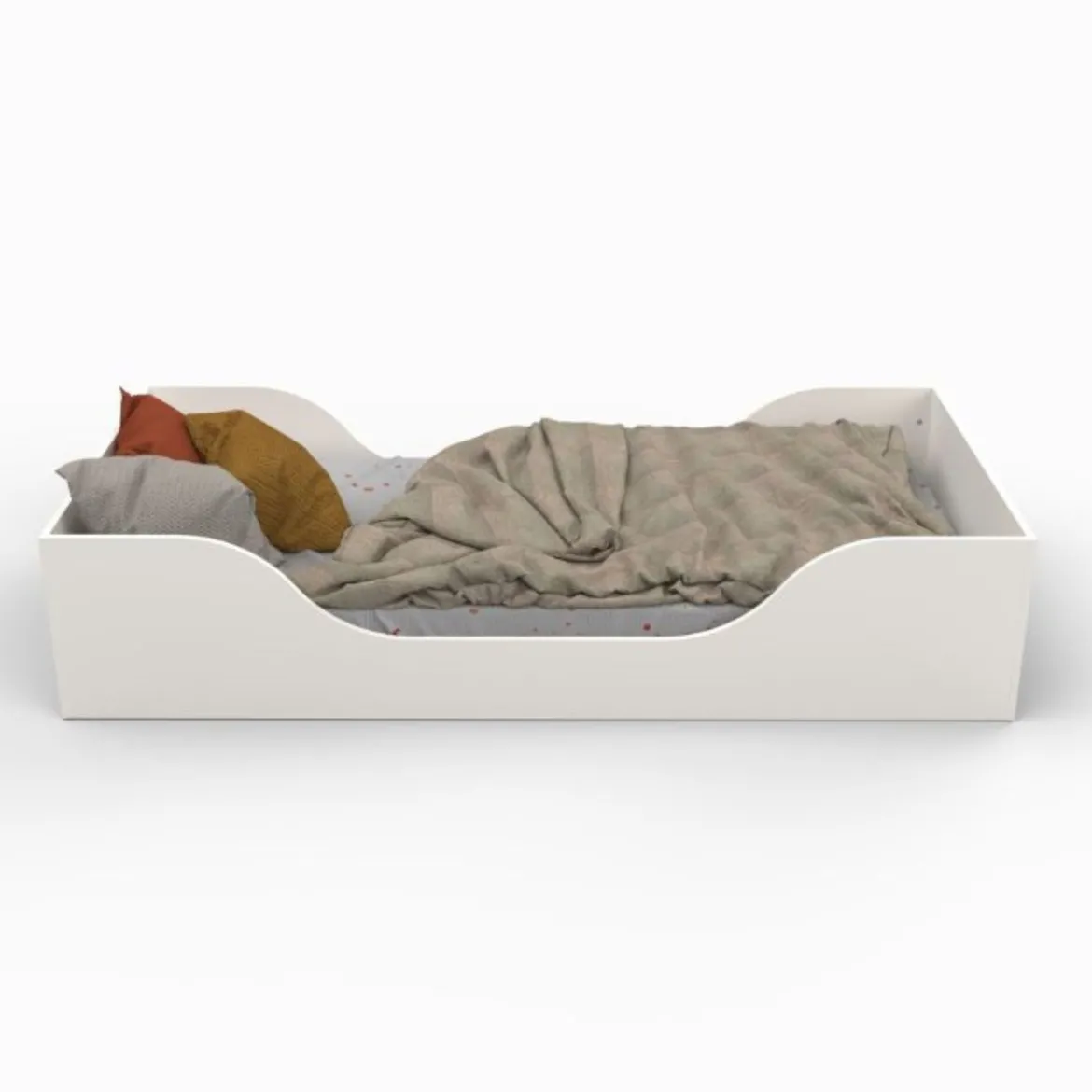 Lit inspiration Montessori enfant au sol blanc