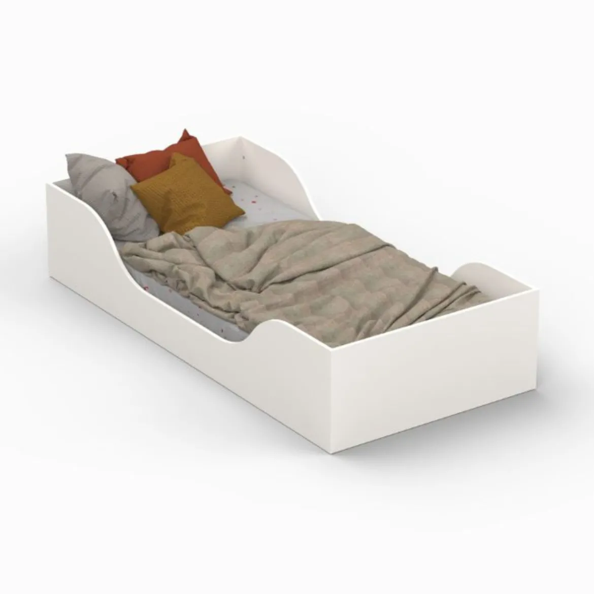 Lit inspiration Montessori enfant au sol blanc