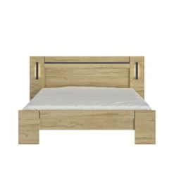Lit led sensitive avec 2 chevets en bois clair - LT5082