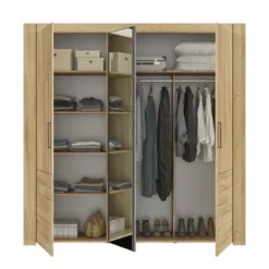 Lit led sensitive et armoire en bois clair - LT5084