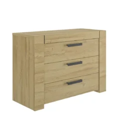 Lit led sensitive et commode en bois clair - LT5083
