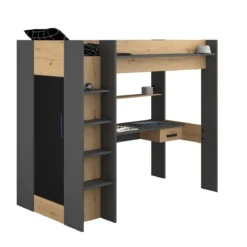 Lit mezzanine avec armoire et bureau