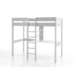 Lit Mezzanine Blanc 90x200 avec échelle centrale - Terre de Nuit
