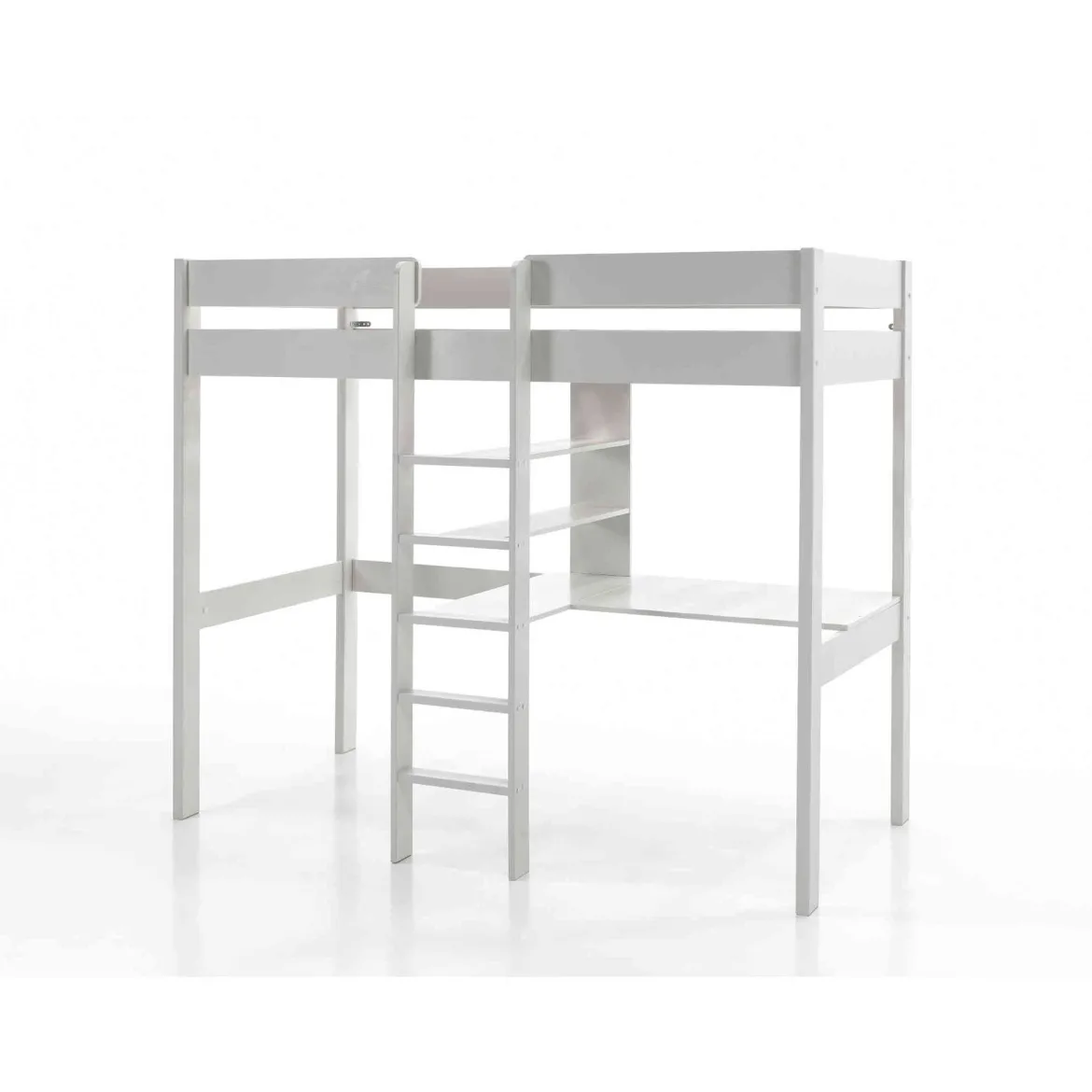 Lit Mezzanine Blanc 90x200 avec échelle centrale - Terre de Nuit