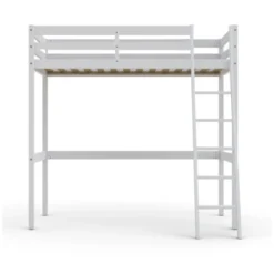 Lit mezzanine en bois massif blanc - LT14036