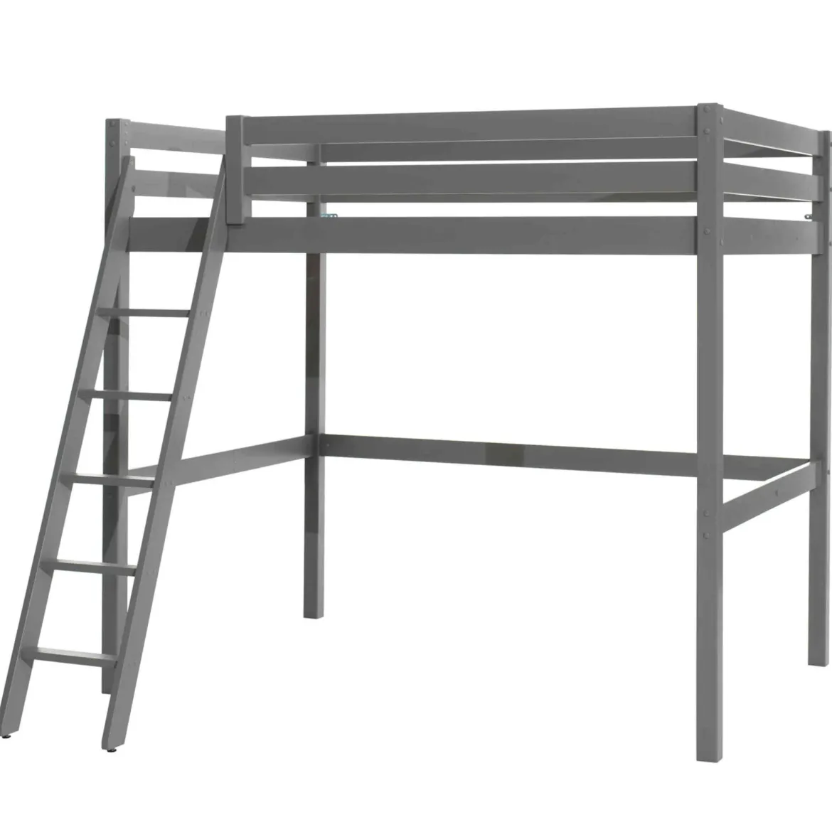 Lit mezzanine enfant en bois massif gris - LT2044
