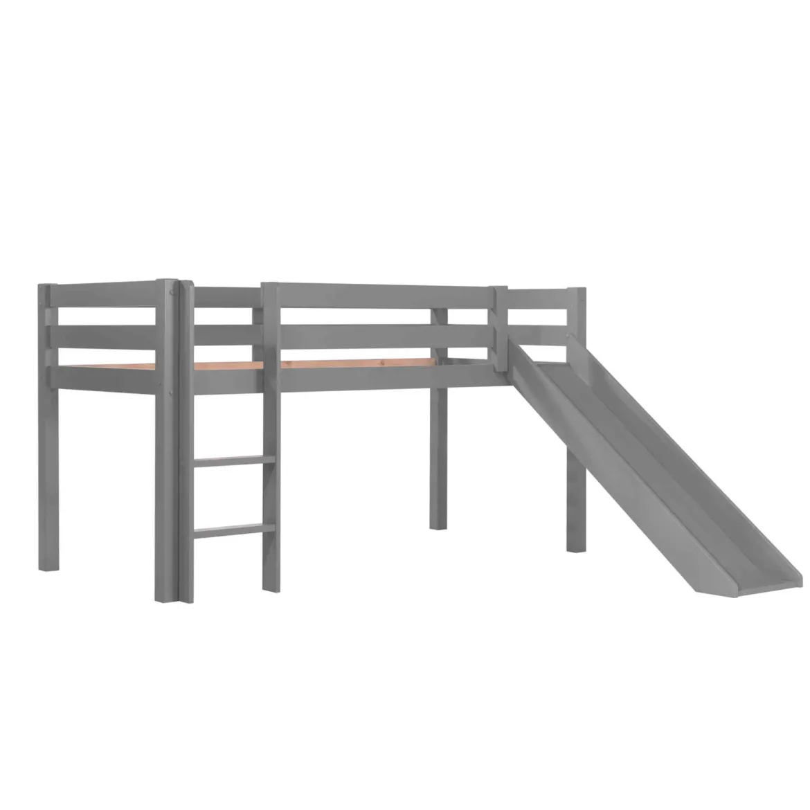 Lit mi-hauteur avec toboggan 90x200