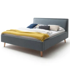 Lit rembourré en tissu avec tête de lit lisse - LT8003