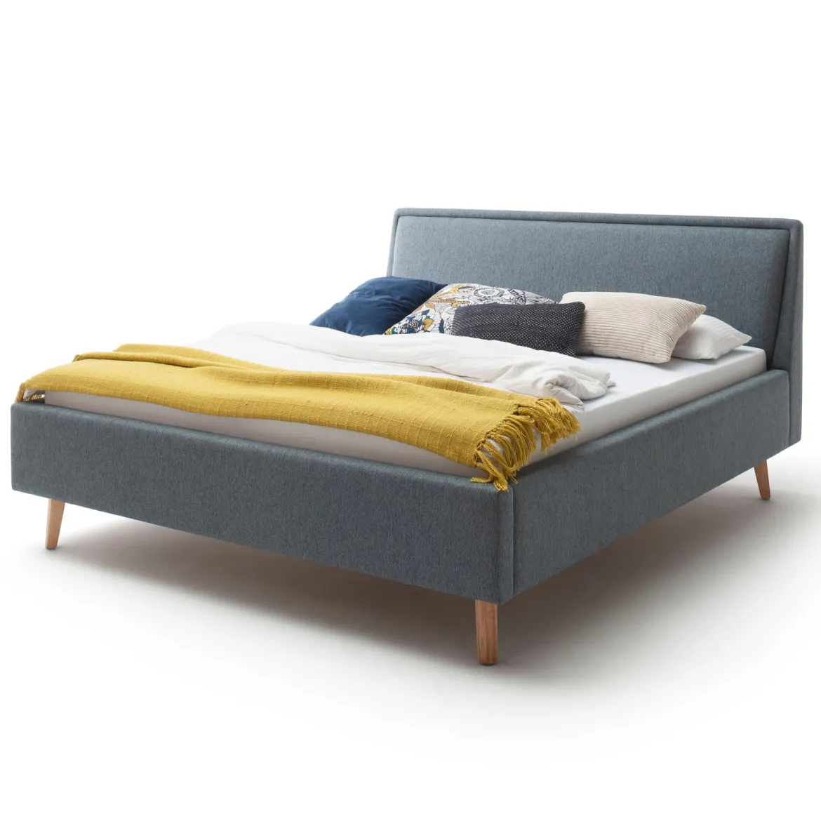 Lit rembourré en tissu avec tête de lit lisse - LT8003