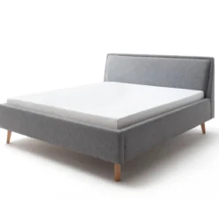 Lit rembourré en tissu avec tête de lit lisse - LT8003
