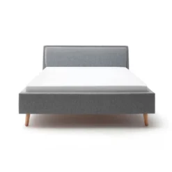 Lit rembourré en tissu avec tête de lit lisse - LT8003
