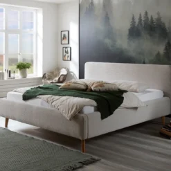 Lit rembourré en velours avec tête de lit lisse - LT8002