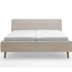Lit rembourré en velours avec tête de lit lisse - LT8002
