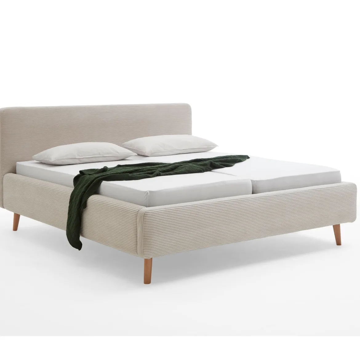 Lit rembourré en velours avec tête de lit lisse - LT8002