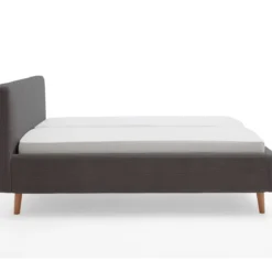 Lit rembourré en velours avec tête de lit lisse - LT8002
