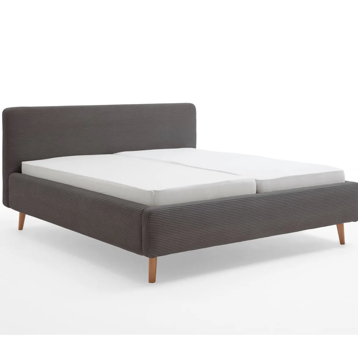 Lit rembourré en velours avec tête de lit lisse - LT8002