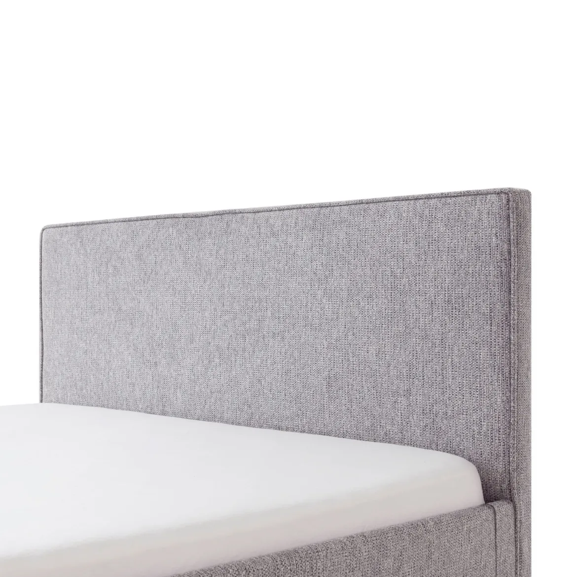 Lit revêtement tissu et pieds en bois massif gris - LT8008