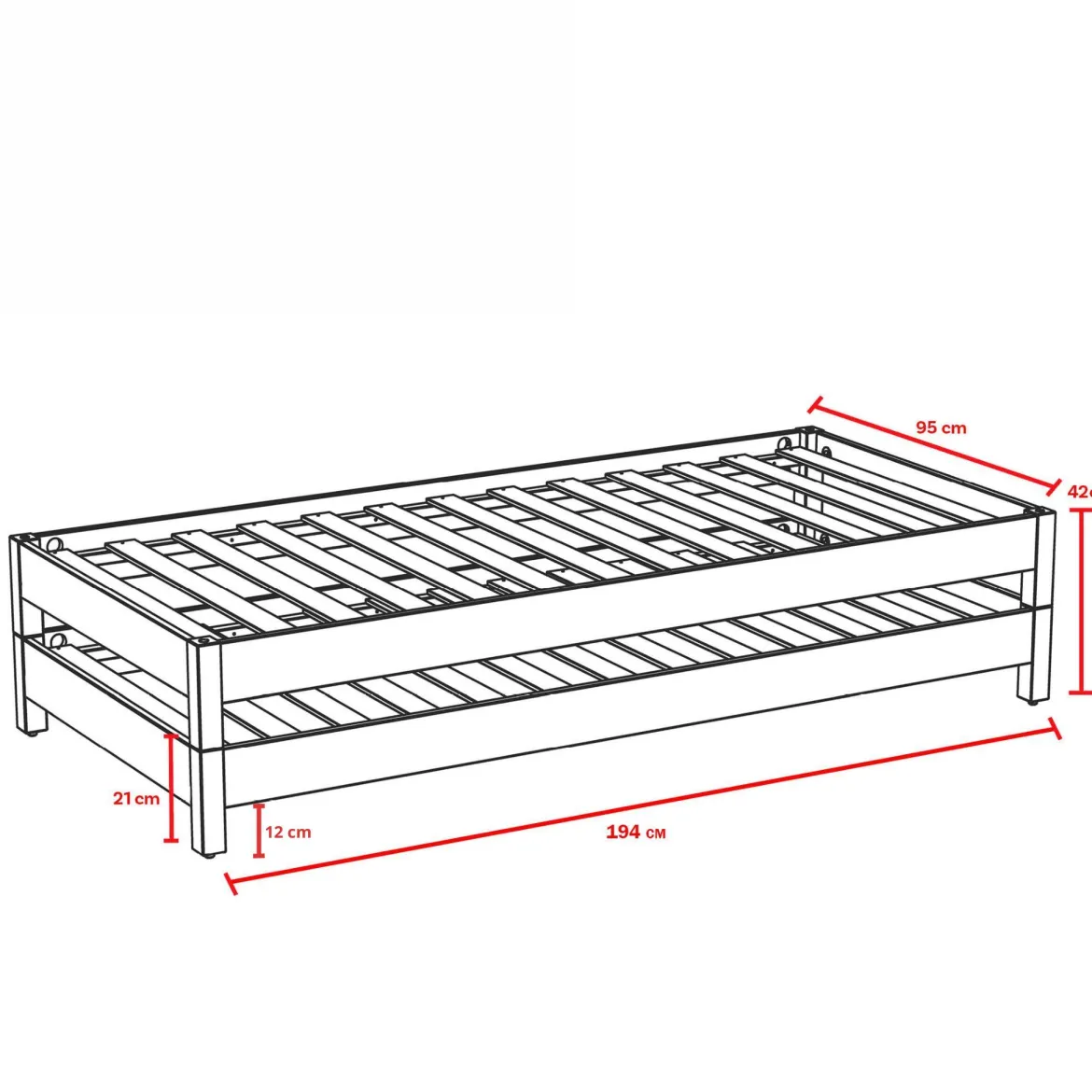 2 Lits empilables en bois massif naturel