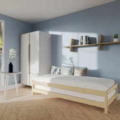 2 Lits empilables en bois massif naturel