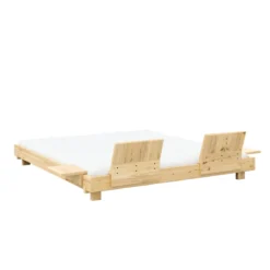 Lit SOCIAL BED en pin massif naturel avec dossiers et 2 tables de chevet