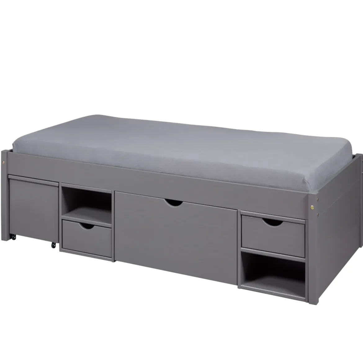 Lit tiroir enfant en bois massif avec chevets intégrés 90x200 - LT12013