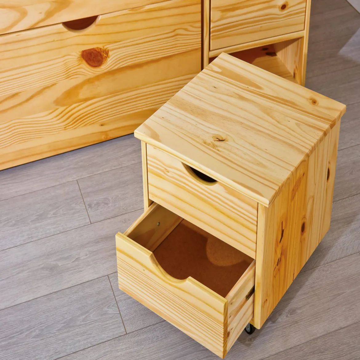 Lit tiroir enfant en bois massif avec chevets intégrés 90x200 - LT12013
