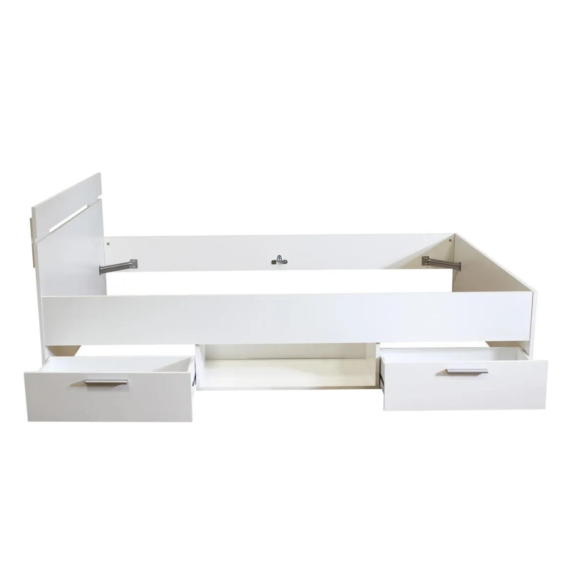 Lit tiroirs blanc perle
