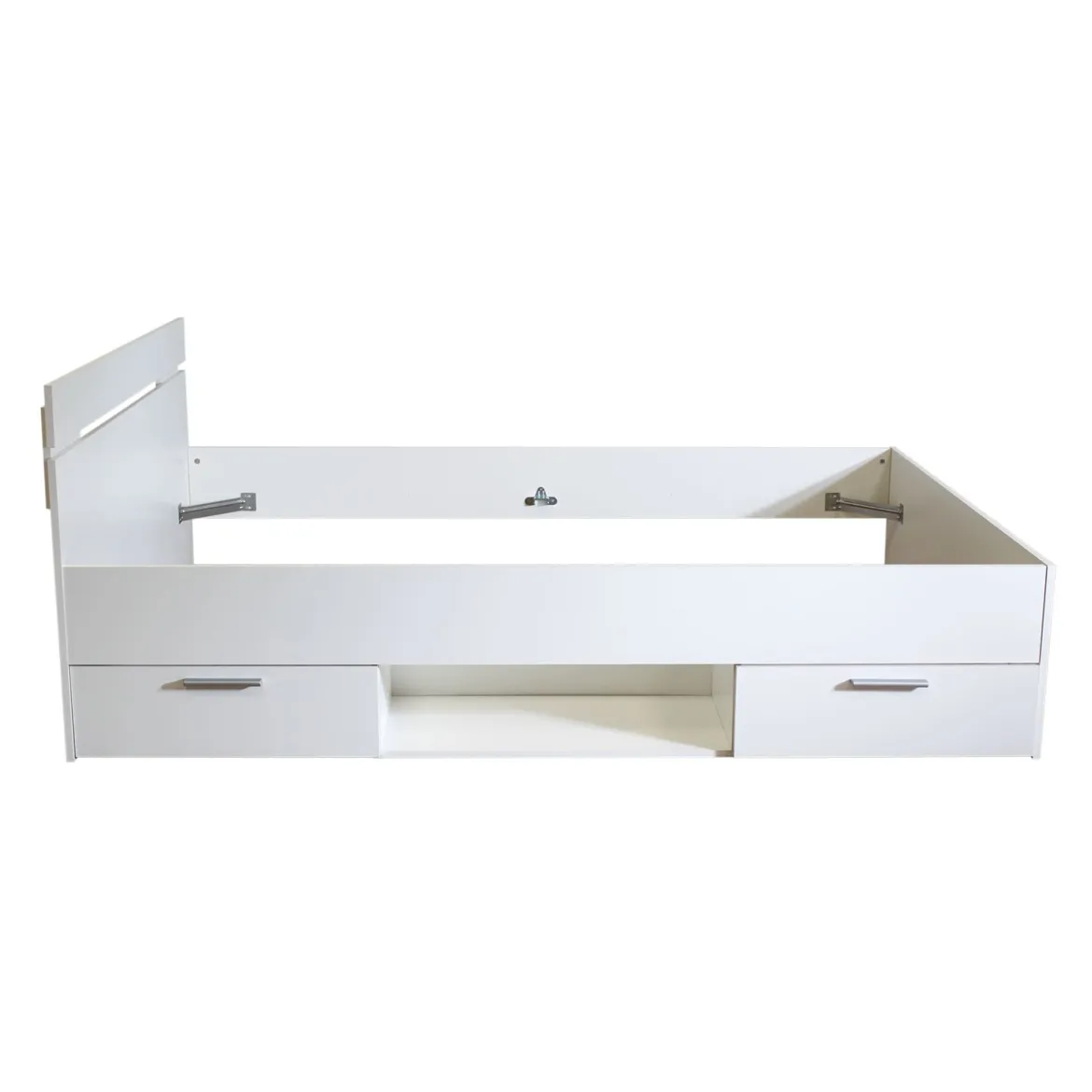 Lit tiroirs blanc perle