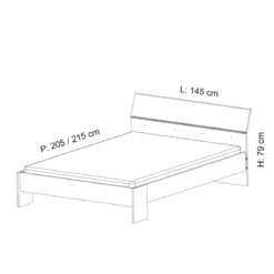 Lit 140x190/200 en bois chêne shannon - LI158