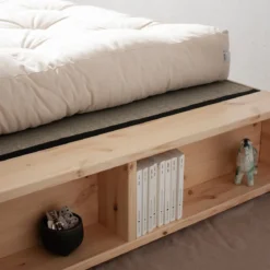 Lit ZIGGY en pin massif naturel avec multiples rangements + tatami