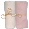 Lot de 2 Draps housse Jersey Bio P'tit Basile Ecru/Corail (70x140cm)