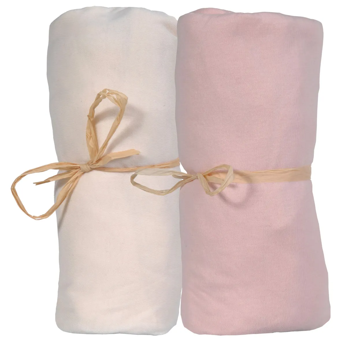 Lot de 2 Draps housse Jersey Bio P'tit Basile Ecru/Corail (70x140cm)