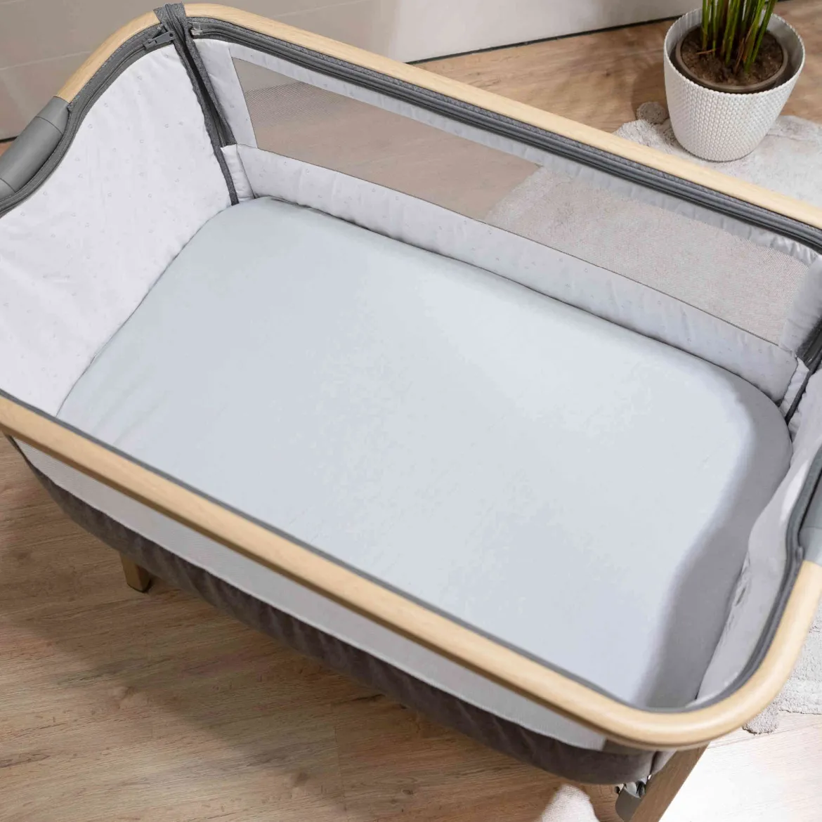 Lot de 2 draps housses bébé jersey bio blanc et gris