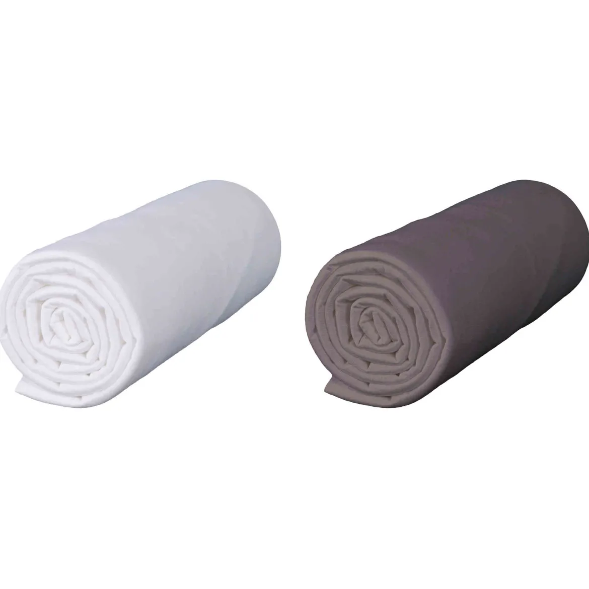 Lot de 2 draps housses bébé jersey bio blanc et taupe