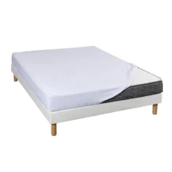 Lot de 2 draps housses jersey blancs bonnet 30 cm 100% coton biologique