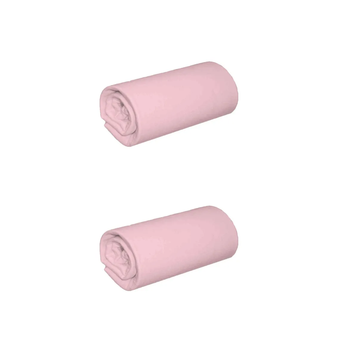 Lot de 2 draps housses jersey rose thé bonnet 30 cm 100% coton biologique
