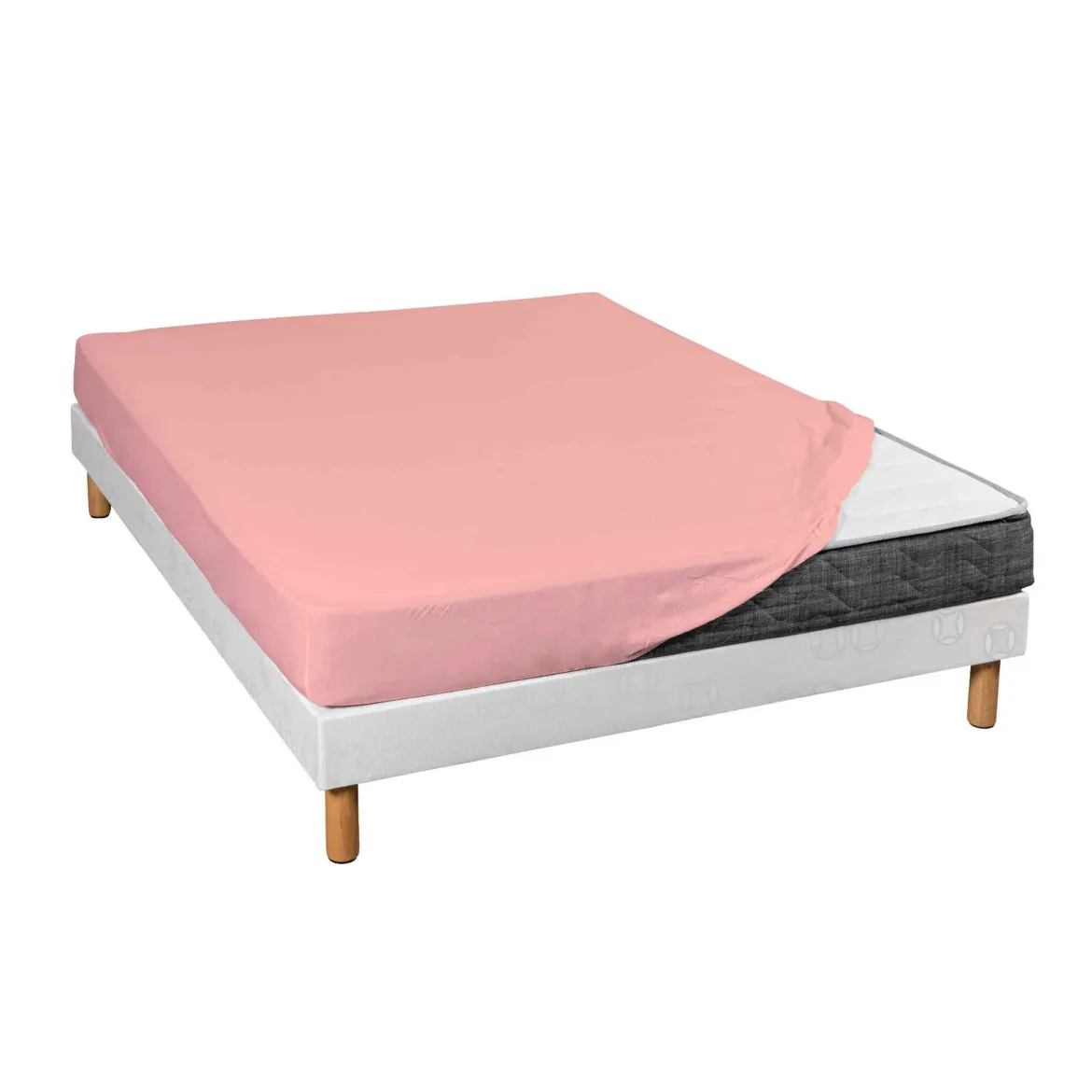 Lot de 2 draps housses jersey rose thé bonnet 30 cm 100% coton biologique