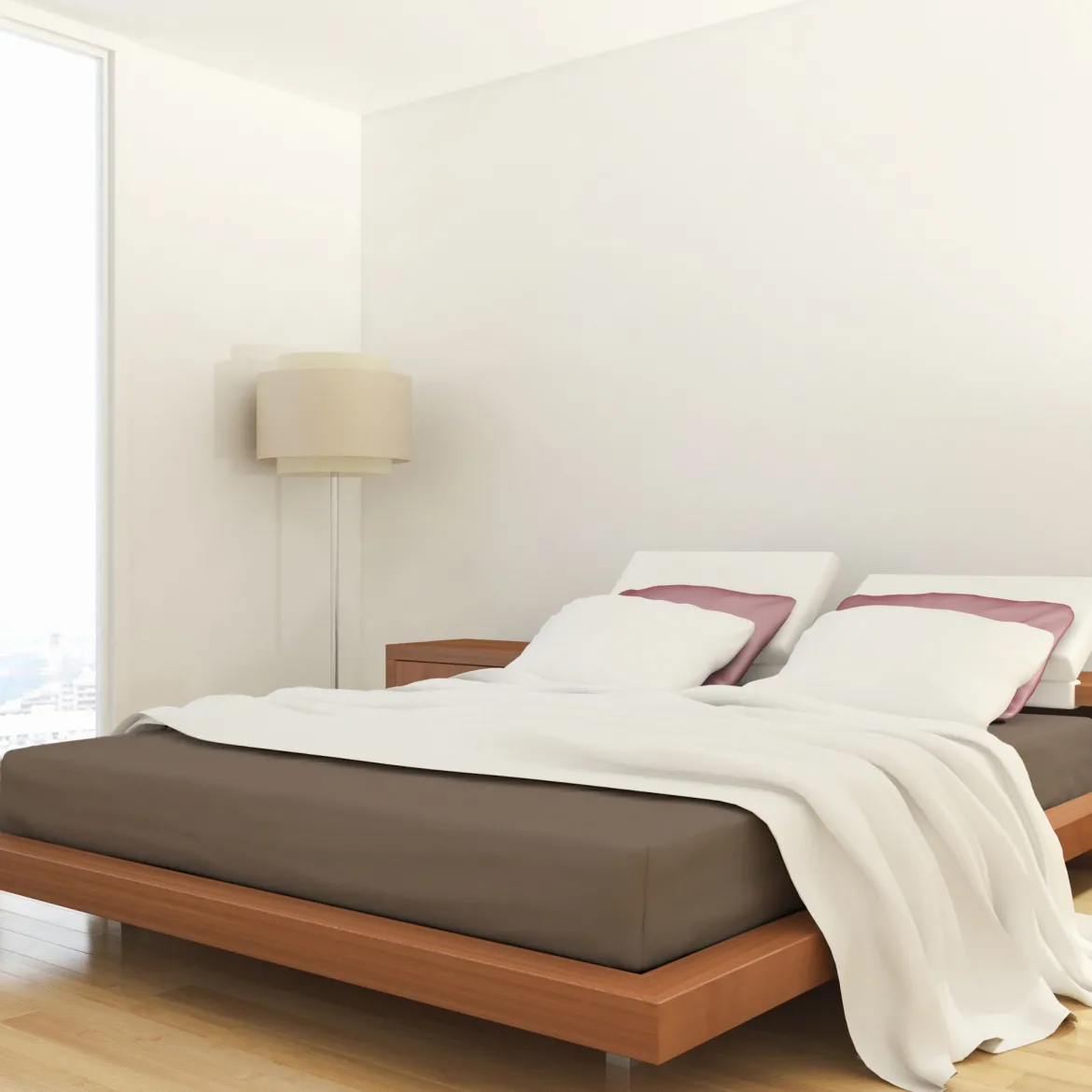 Lot de 2 draps housses jersey taupe bonnet 30 cm 100% coton biologique
