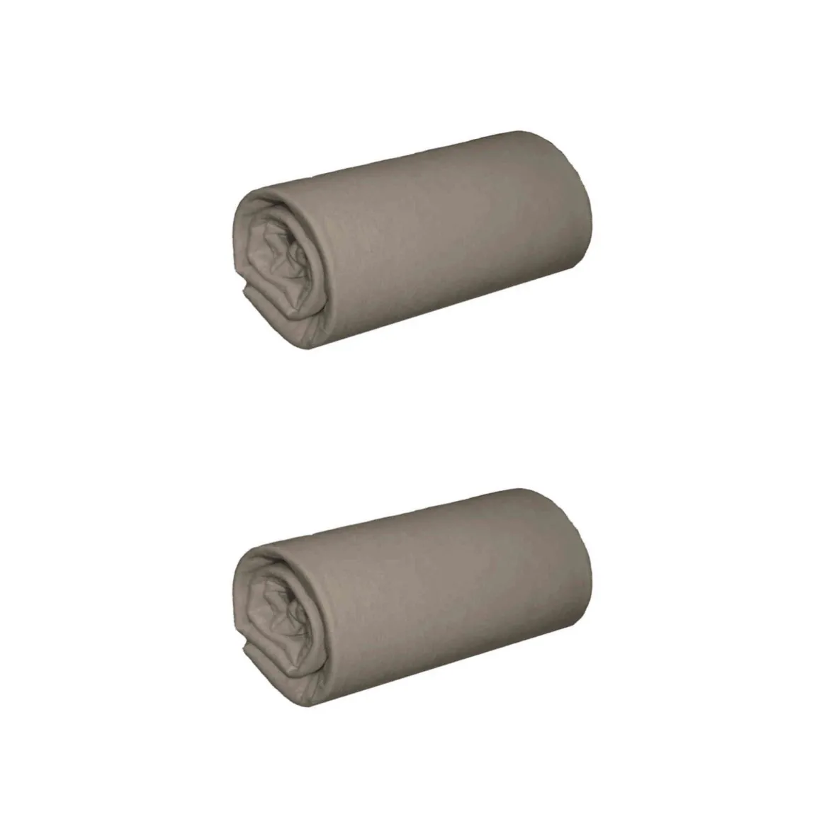 Lot de 2 draps housses jersey taupe bonnet 30 cm 100% coton biologique