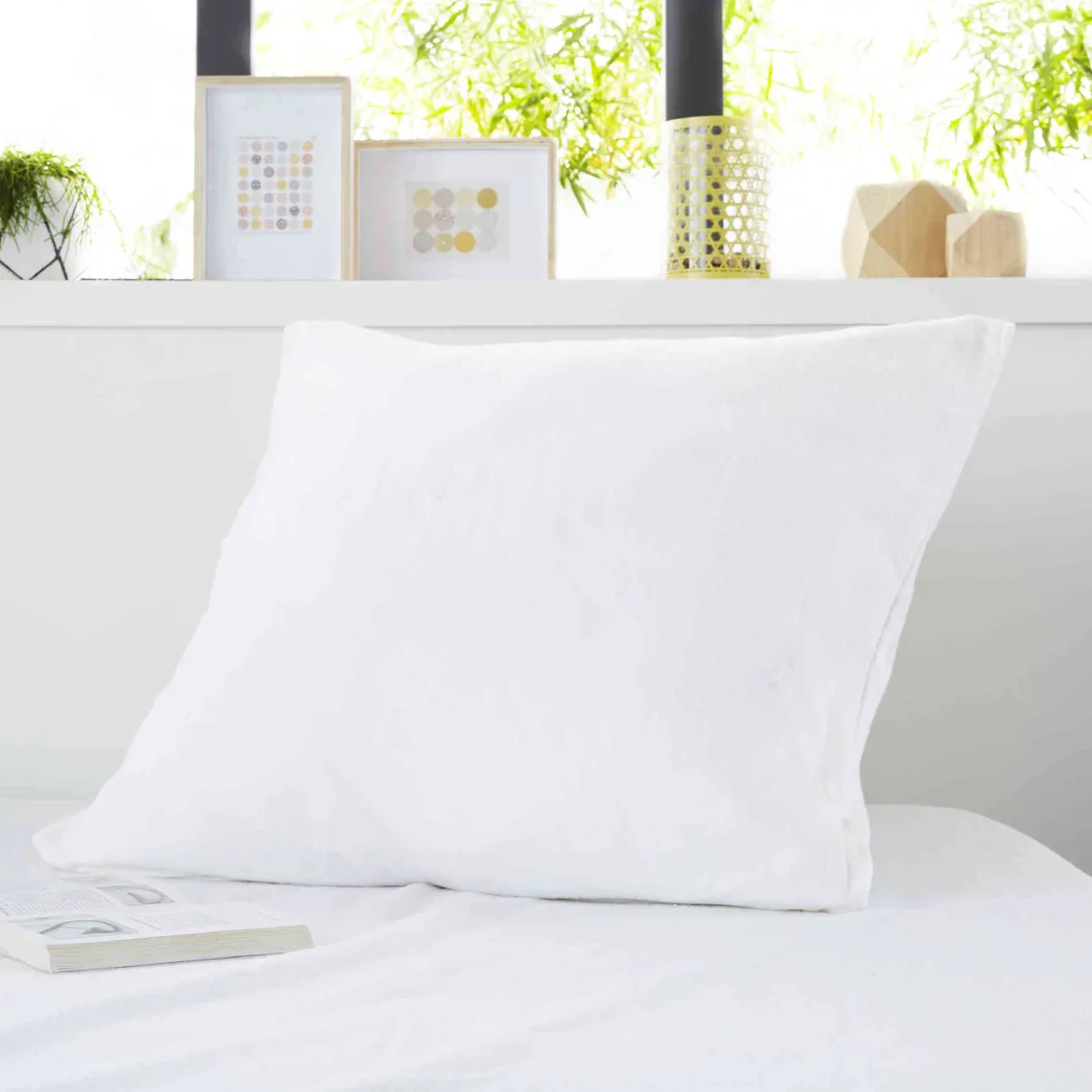 Lot de 2 protège oreillers anti-acariens imperméables molleton 100% coton