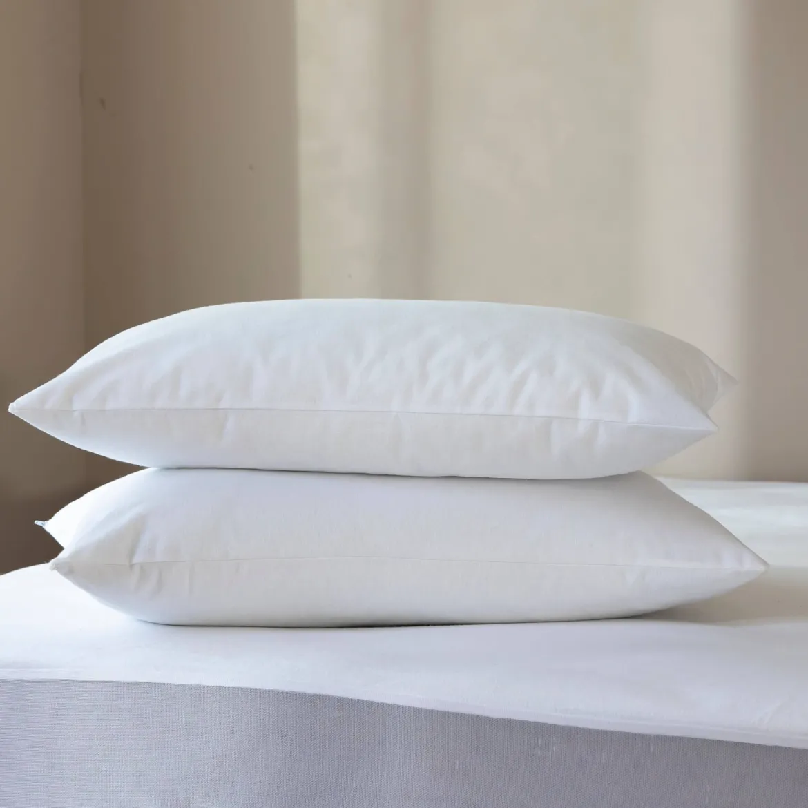 Lot de 2 protège oreillers molleton imperméable 100% coton bio - SOMEO