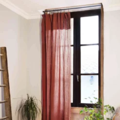 Lot de 2 rideaux gaze de coton ajustables 140x300 cm