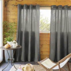 Lot de 2 rideaux tamisants à œillets 140x260