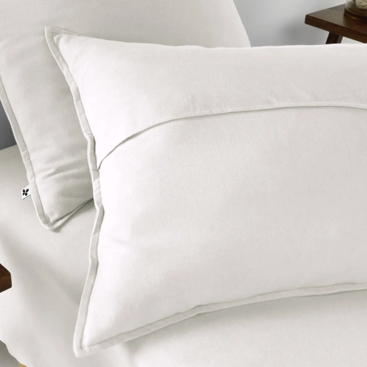 Lot de 2 taies d'oreiller flanelle blanc