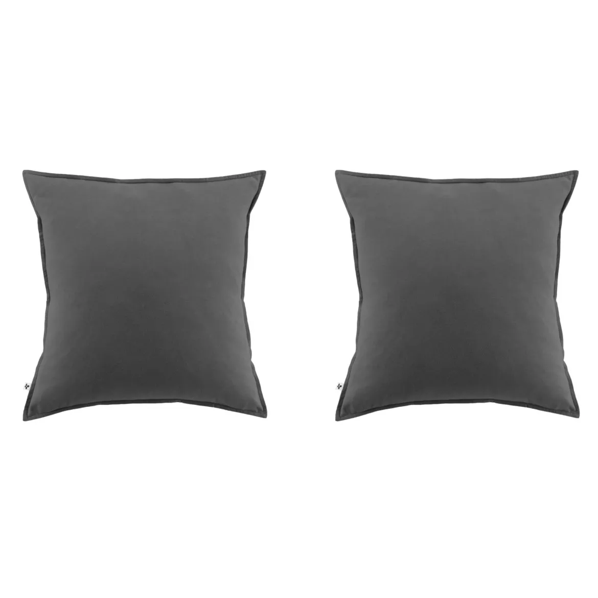 Lot de 2 taies d'oreiller flanelle anthracite