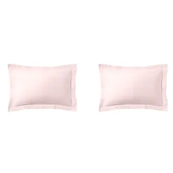 Lot de 2 taies d'oreiller rose aube 100% lin