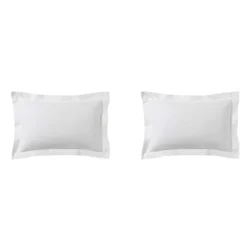 Lot de 2 taies d'oreillers blanc 100% coton biologique