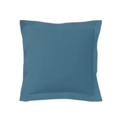 Lot de 2 taies d'oreillers bleu minéral 100% coton biologique