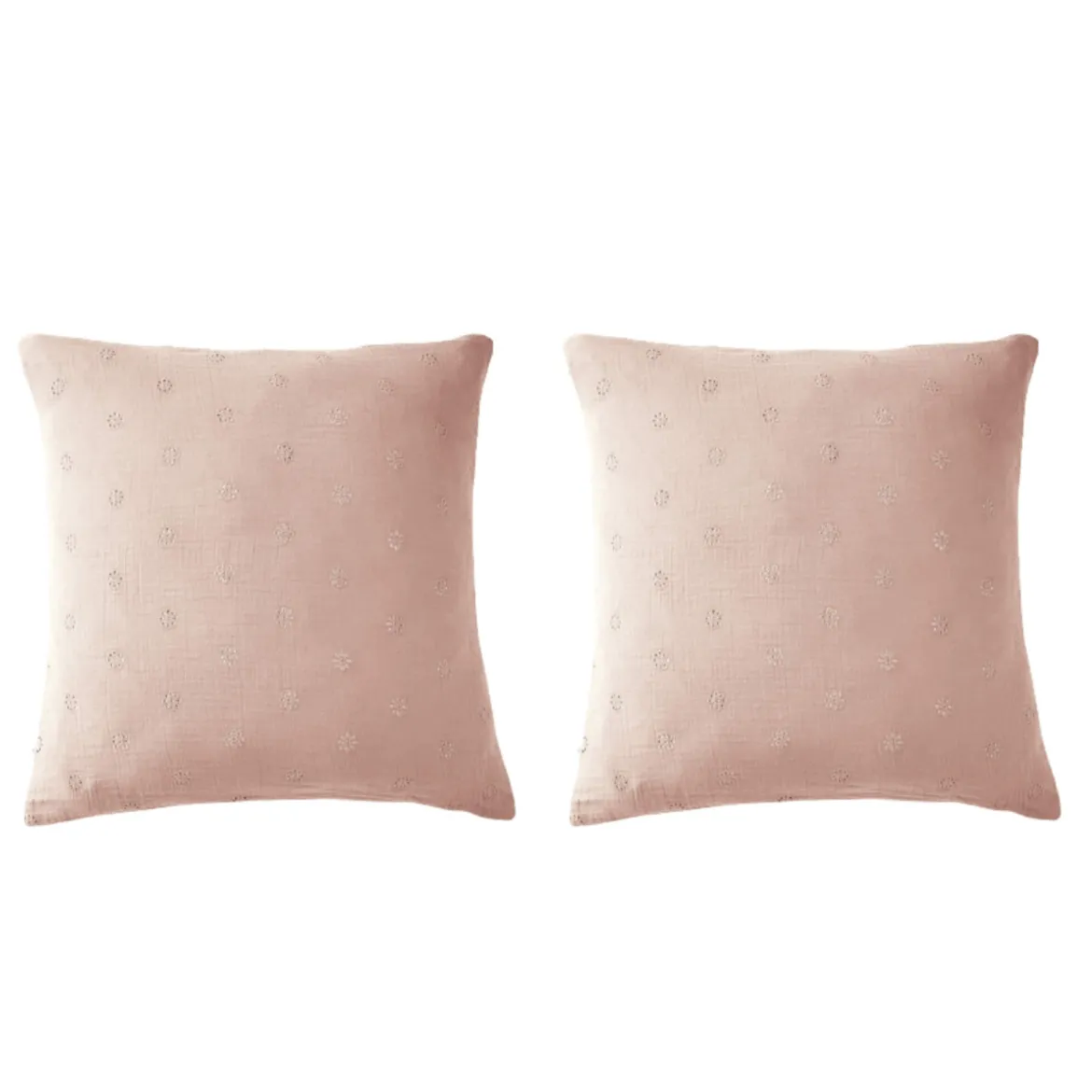 Lot de 2 taies d'oreillers brodées double gaze de coton