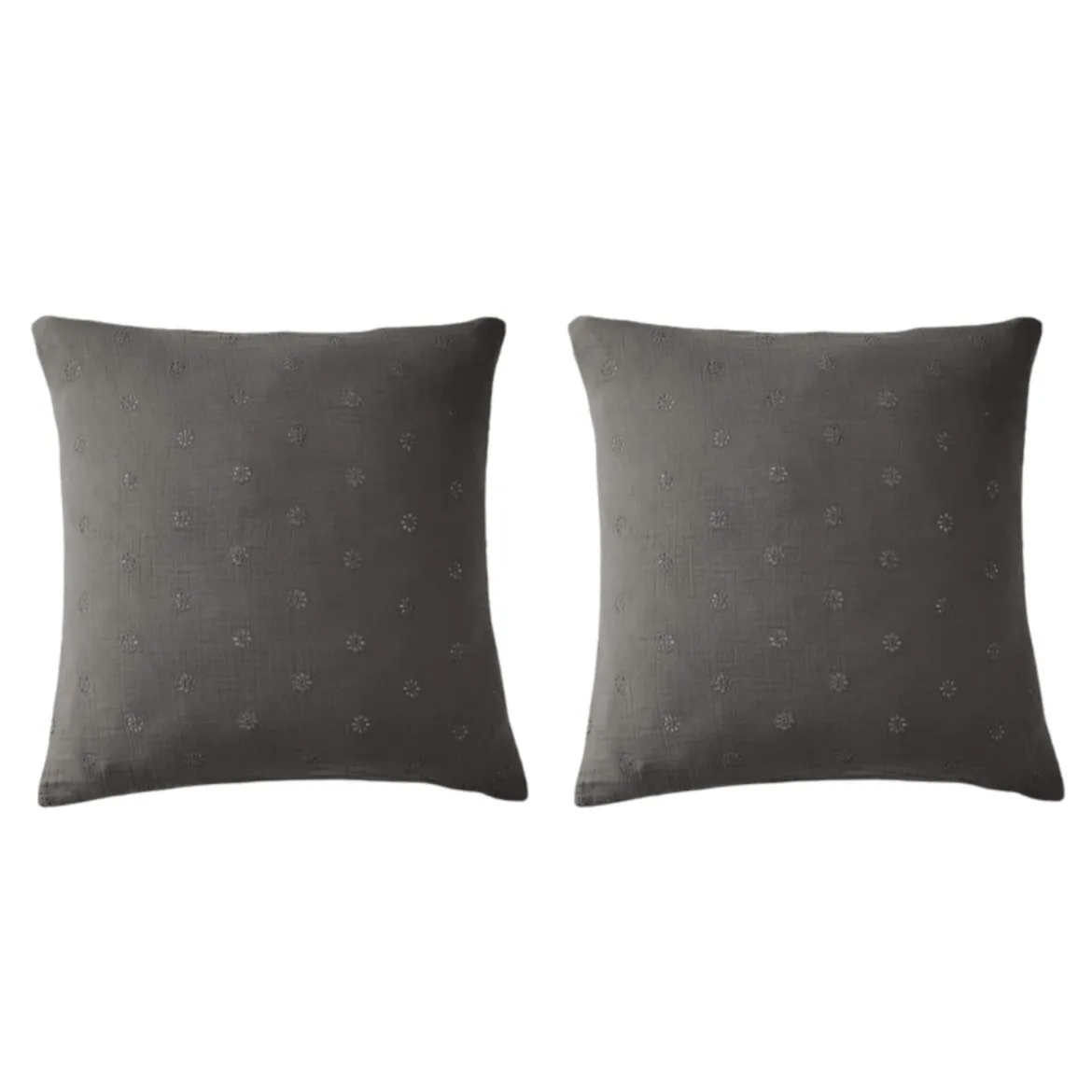 Lot de 2 taies d'oreillers brodées double gaze de coton